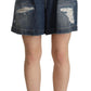 Chic High-Waisted Distressed Bermuda Shorts