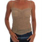 Chic Beige Sleeveless Mesh Tank Top