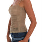 Chic Beige Sleeveless Mesh Tank Top