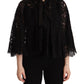 Black Floral Lace Shoulder Wrap Sweater