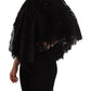 Black Floral Lace Shoulder Wrap Sweater