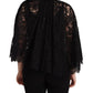 Black Floral Lace Shoulder Wrap Sweater