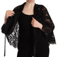 Black Floral Lace Shoulder Wrap Sweater