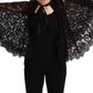 Black Floral Lace Shoulder Wrap Sweater
