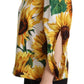 Sunflower Print Cotton Elbow Sleeve Blouse