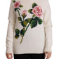 Elegant Floral Embroidered Wool Turtleneck