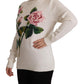 Elegant Floral Embroidered Wool Turtleneck