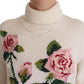Elegant Floral Embroidered Wool Turtleneck
