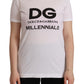 Elegant Crew Neck White Tee with DG Millennials Print