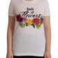 Elegant Floral Crystal-Embellished White Tee