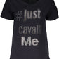 Black Polyester Women Top