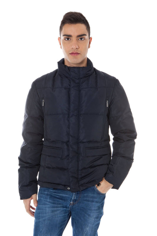 Blue Polyester Men Jacket