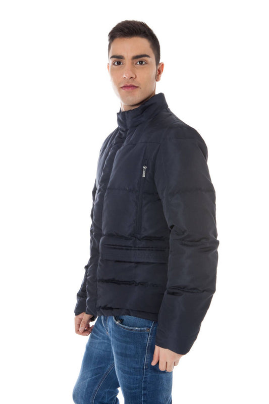 Blue Polyester Men Jacket
