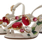 Elegant Strappy Sandals with Pink Roses and Crystals