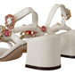 Elegant Strappy Sandals with Pink Roses and Crystals