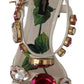Elegant Strappy Sandals with Pink Roses and Crystals