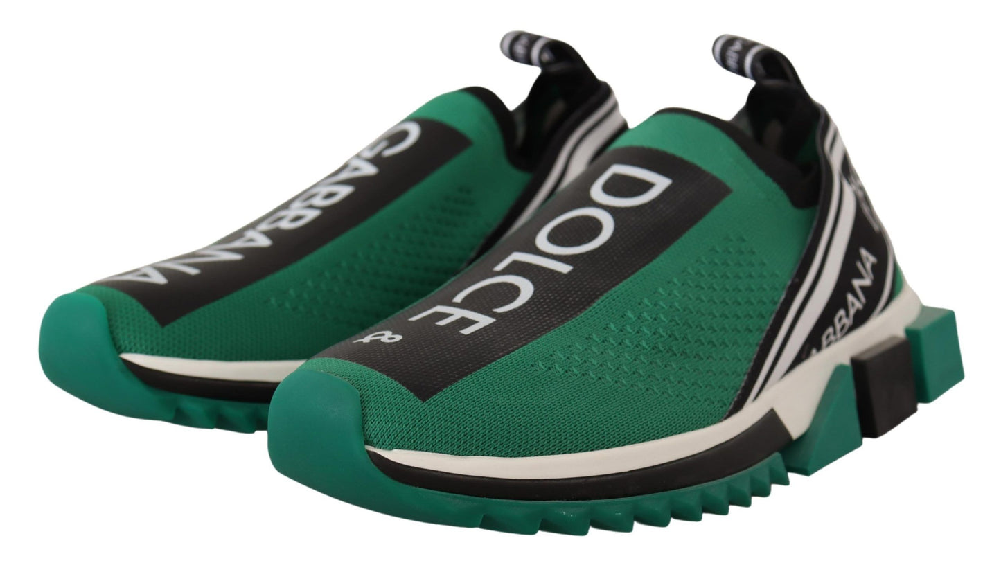 Sleek Black and Green High-Craft Sneakers
