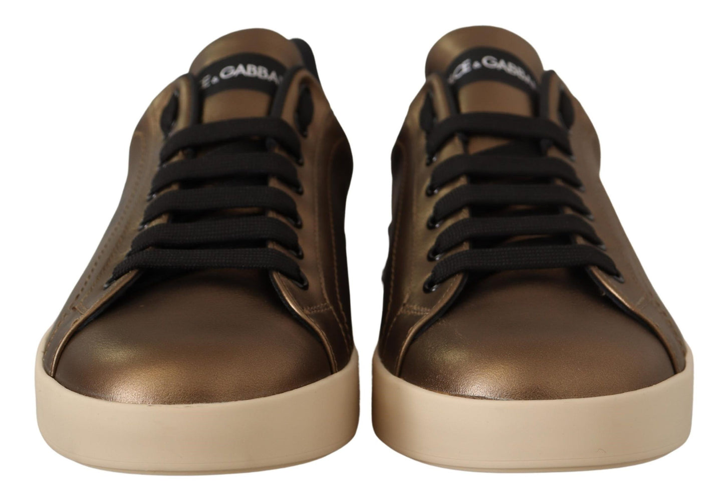 Elegant Gold Bronze Low-Top Sneakers