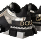 Elegant Super King Leather Sneakers - Silver & Black