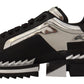 Elegant Super King Leather Sneakers - Silver & Black