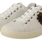 Elegant White Leather Low-Top Sneakers