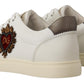 Elegant White Leather Low-Top Sneakers