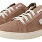 Sleek Brown Leather Sneakers for Men