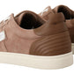 Sleek Brown Leather Sneakers for Men