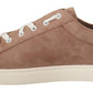 Sleek Brown Leather Sneakers for Men