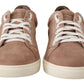 Sleek Brown Leather Sneakers for Men