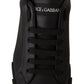 Elegant Black Leather Casual Sneakers