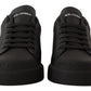 Elegant Black Leather Casual Sneakers