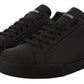 Elegant Black Leather Casual Sneakers