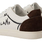 Elegant White Love Motif Leather Sneakers