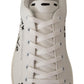 Elegant White Love Motif Leather Sneakers