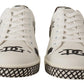 Elegant White Love Motif Leather Sneakers