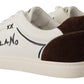 Exquisite White Love Motif Leather Sneakers