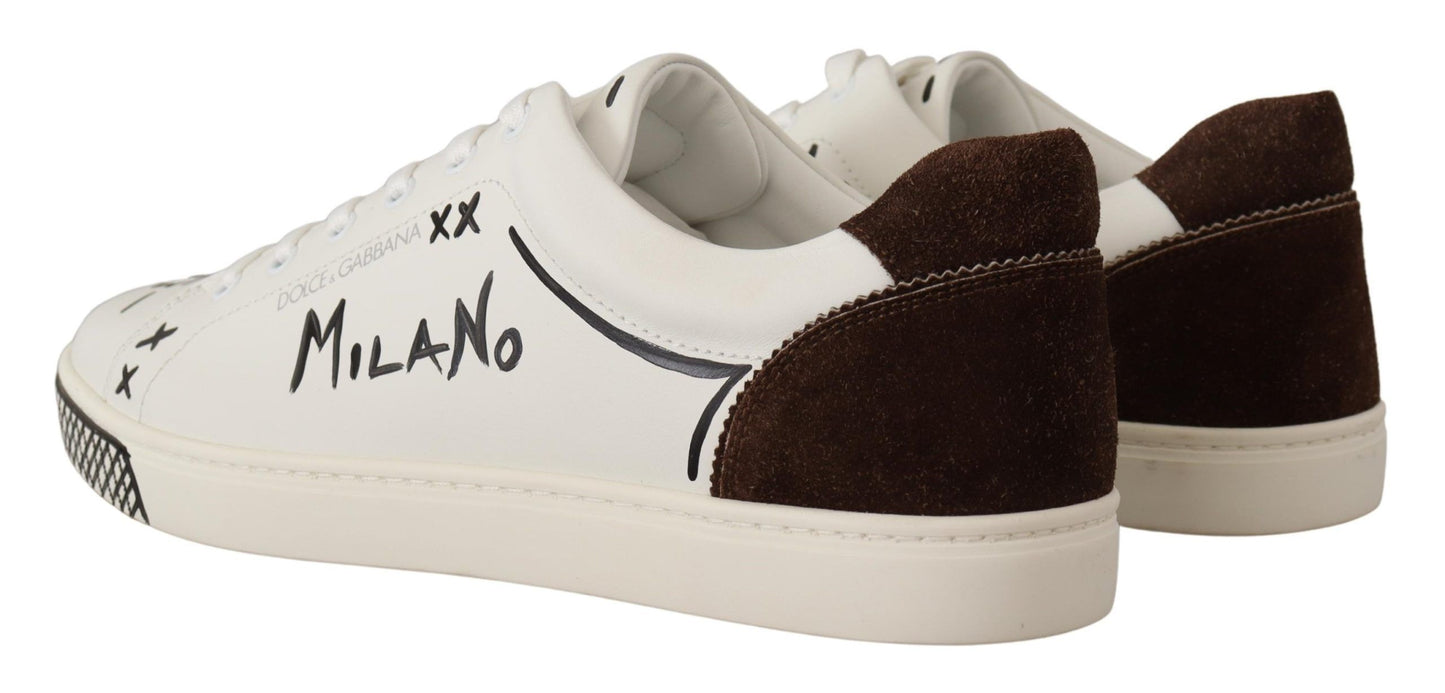 Exquisite White Love Motif Leather Sneakers