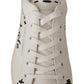 Exquisite White Love Motif Leather Sneakers