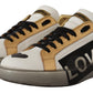 Elegant White Gold Low-Top Sneakers