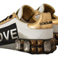 Elegant White Gold Low-Top Sneakers