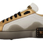 Elegant White Gold Low-Top Sneakers
