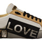 Elegant White Gold Low-Top Sneakers