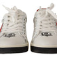 Chic White Leather Casual Sneakers with Red Logo