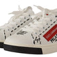 Chic White Leather Casual Sneakers with Red Logo
