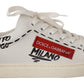 Chic White Leather Casual Sneakers with Red Logo