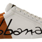 Elegant White and Orange Casual Sneakers