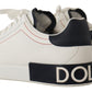 Sleek White Leather Casual Sneakers