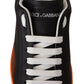 Elegant Black and Orange Leather Sneakers