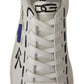 Elegant White & Blue Low-Top Leather Sneakers